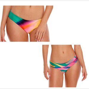 Agua Bendita Zoe Vini reversible swim bikini bottom rainbow ombre pink new 2X